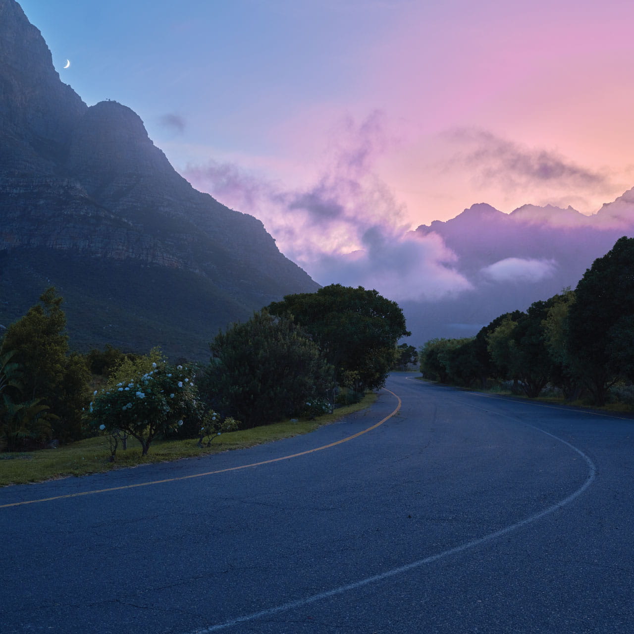 Sunset between mountains